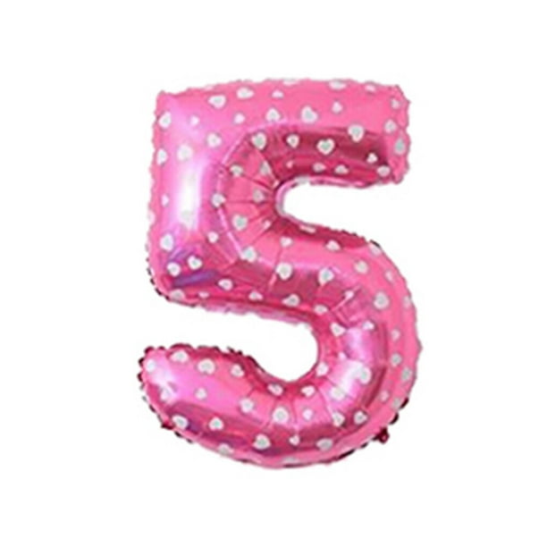 Inteprter 32 pulgadas número globo decorativo papel de aluminio globo cumpleaños boda fiesta vacaciones regalo decoración tipo 6 Kits de decoración para fiestas amor rosa cinco