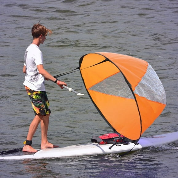 FAGINEY Downwind Sail, Sturdy And Strong Foldable With Carabiner Connection Kayak Sail, 42.52inch For Kayaks Canoes Paddle Board Inflatable Boats