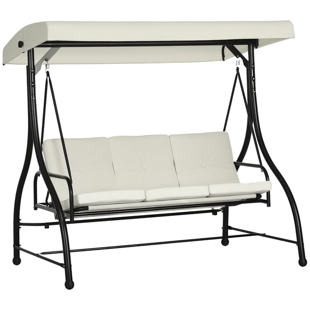 Outsunny Balancelle de Patio 3 Places avec Auvent Convertible en Lit de Porche
