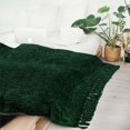 thumbnail image 1 of PAVILIA Emerald green chenille Throw Blanket for couch, Soft Forest green Knit Blanket with Tassel Fringe, Woven chenille Knitted Decorative Blanket for Sofa Bed Living Room, Decor gift, 50x, 1 of 7