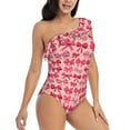 thumbnail image 3 of Goofa pink ribbon bows Pattern Women's One Piece Swimsuits Tummy Control Bathing Suits Asymmetric One Shoulder Swimwear-XX-Large, 3 of 6