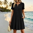 thumbnail image 6 of Helii Womens Embroidered Eyelet V Neck Short Sleeve A Line Dress with Pockets Lightweight Breathable Summer Swing Casual Loose Fit T Shirt Dress for Daily Vacation Beach Party 6 Colors, 6 of 8