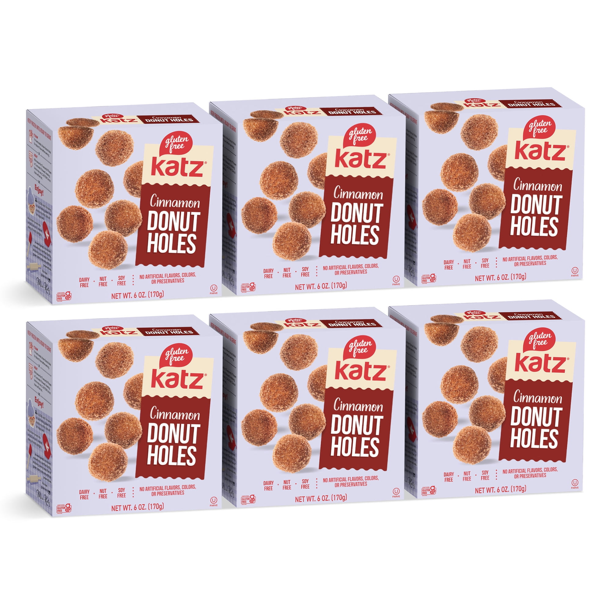 Katz Gluten-Free Cinnamon Donut Holes |Gluten-Free Dairy Free Nut Free Soy Free Kosher | (6 Pack 6.0 Ounce Each)