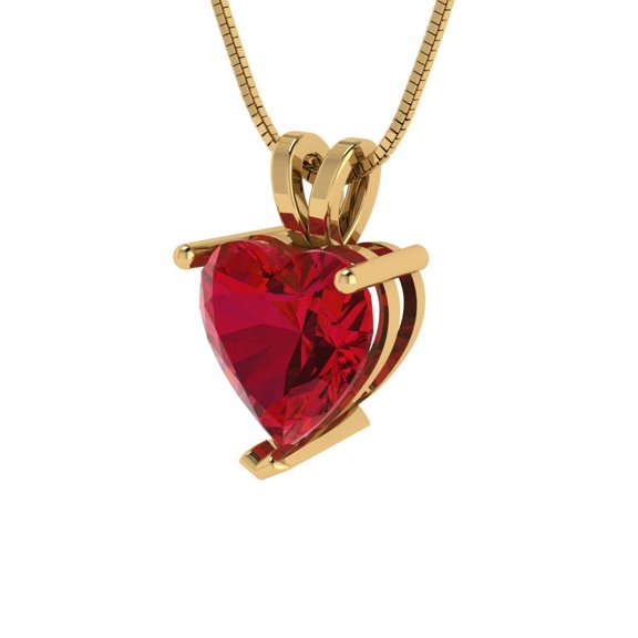 2.0 ct Brilliant Heart Cut Solitaire Pink Tourmaline 14k Yellow Solid Gold Everyday Affordable Designer Necklace Pendant with 18" Chain