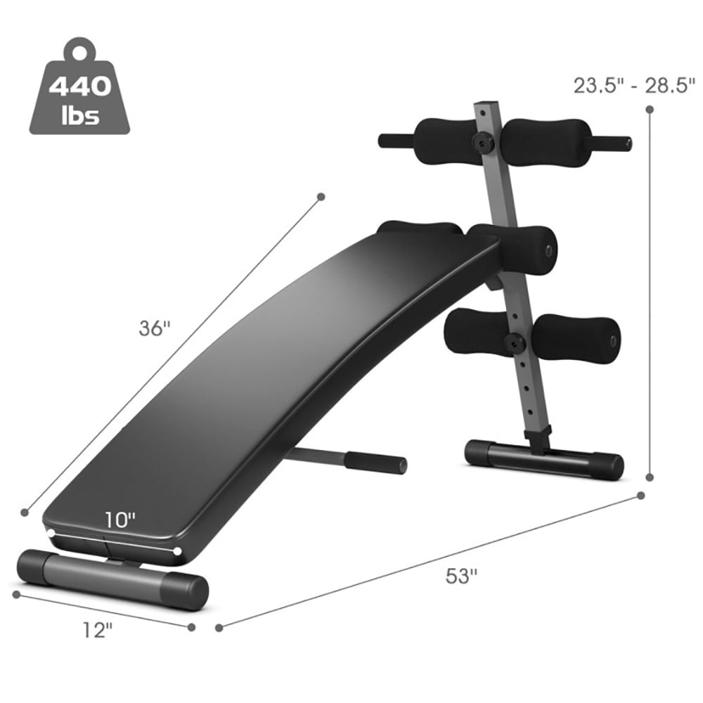 Resenkos Strength Training Sit Up Gym Bench, Hyper Back Extension Exercise Home Workouts,Adjustable Arc-Shaped Decline Weight Bench