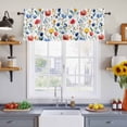 thumbnail image 4 of Colorful Poppies Valances for Windows, Orange Blue Flowers Leaves Light Filtering Kitchen Curtains, Rod Pocket Window Valance Curtains for Living Room Bedroom, 42" W x 18" L, 2 Panels, 4 of 9