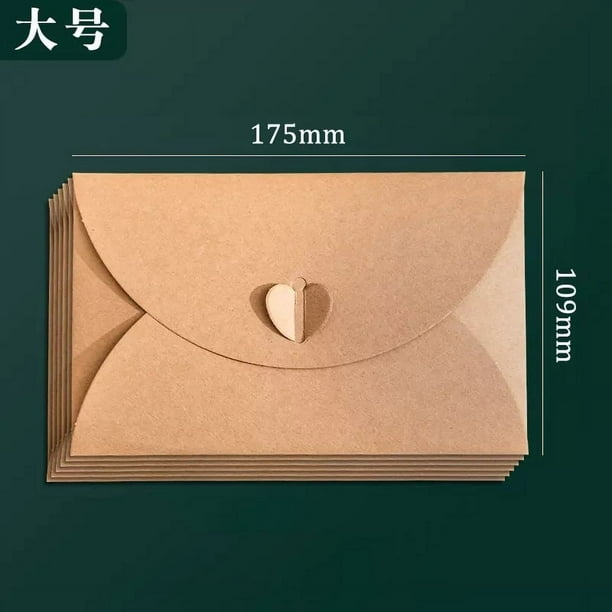 20 sobres pequeños, sobres de papel kraft mini vintage, notas de agradecimiento para niños, graduación, tarjetas en blanco, sobres de papel, sobres de carta pequeños con cierre de corazón, paquete