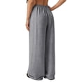 thumbnail image 6 of Minjewel Women's Loose Wide Leg Cotton Linen Pants with Drawstring, No Pocket Casual Trousers for Summer, Beach, and Daily Wear, Lightweight Breathable,Light Gray,M, 6 of 7