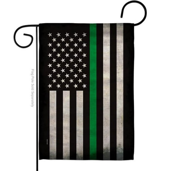 Angeleno Heritage G135040-BO 13 x 18.5 in. USA Thin Green Line Garden Flag with Armed Forces Service Double-Sided Decorative Horizontal Flags House Decoration Banner Yard Gift