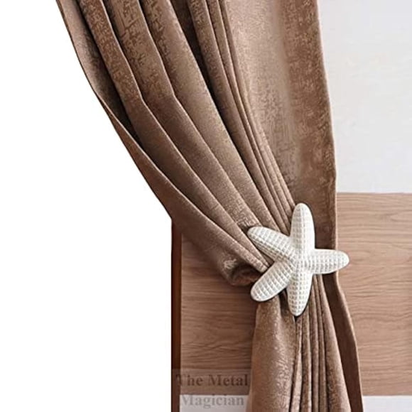 The Metal Magician Metal Nautical Starfish Curtain Holdback & Curtain Holder for Home, Bedroom & Office (Starfish Set of 4)
