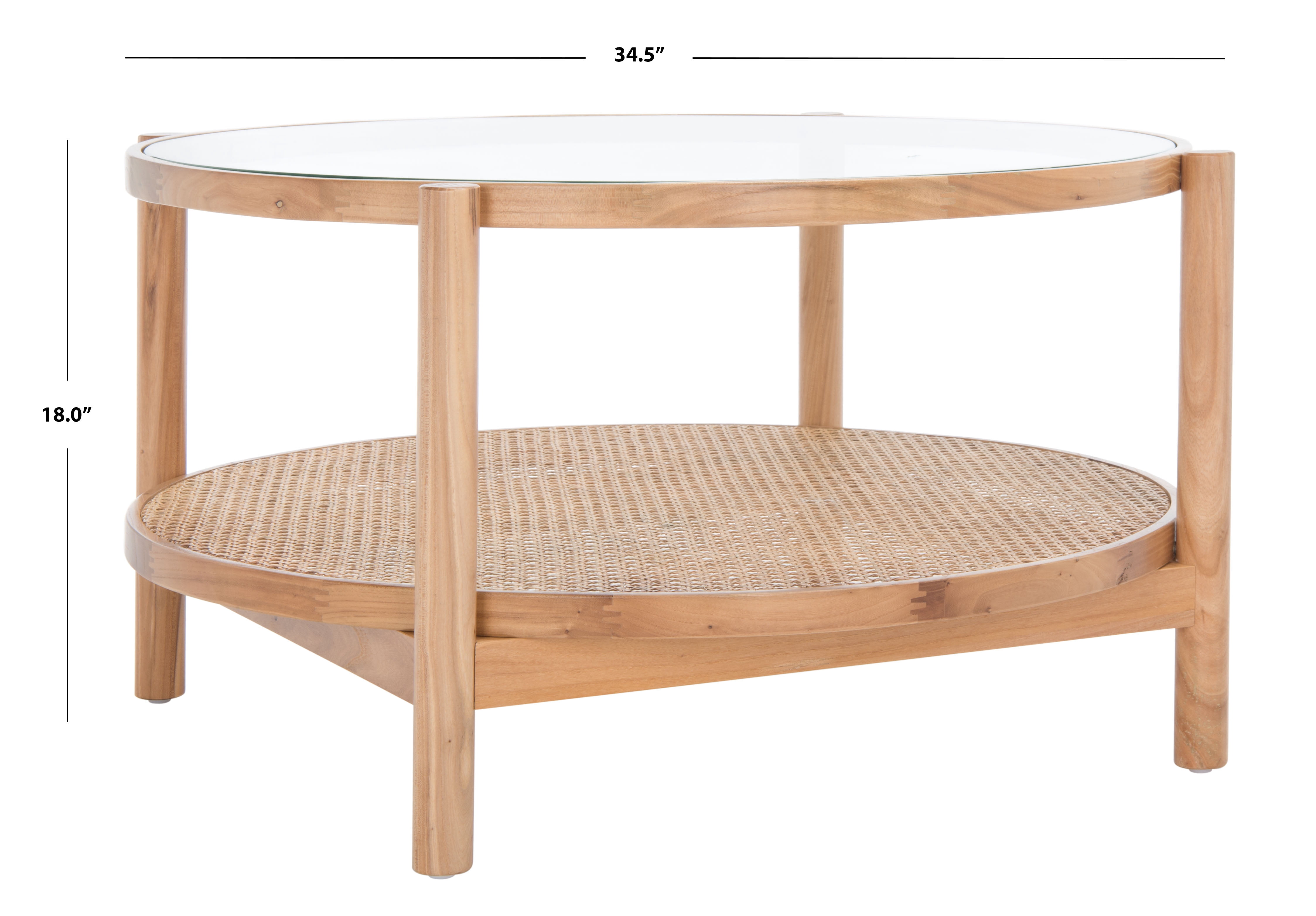 SAFAVIEH Couture Karyna Contemporary Round Glass Coffee Table, Natural/Clear