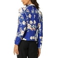 thumbnail image 3 of INSPIRE CHIC Women's Fitted Blazer Notch Lapel Printed Open Front Work Suit Jacket M Royal Blue-Floral, 3 of 6