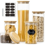 ComSaf Glass Spice Jars with Bamboo Lids, Clear Containers, 8 oz, Set of 12  