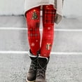 thumbnail image 2 of Fiaer Christmas Womens Leggings Trendy High Waisted Xmas Yoga Pants Plus Size Color Blocking Slim Fit Trousers Red1 M, 2 of 5