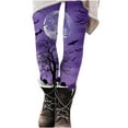 thumbnail image 2 of YOIAVAIOY Women's Halloween Patterned Tights Colorful Casual Holiday Tights Pumpkin Bats Skull Yoga Workout Pants Purple XXL, 2 of 7
