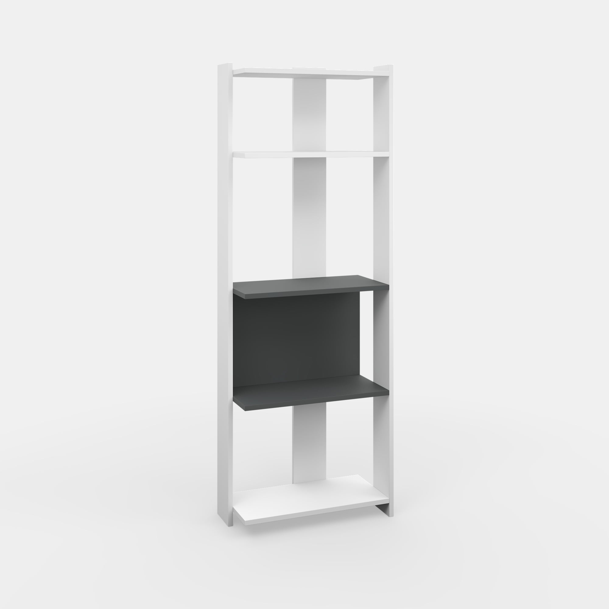 Ada Home Decor Abis 4 Tier Open Shelf Narrow Modern Bookcase, Anthracite/White