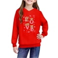 thumbnail image 6 of Girls Red Teddy Bear & Hearts Hoodie, Oversized Fleece Pullover, Cute Graphic Sweatshirt for Kids, Casual Comfort,Size 13 T, 6 of 8