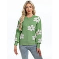 thumbnail image 3 of Flower Sweaters for Women Elegant Floral Printed Crew Neck Sweater Loose Cute Puff Sleeve Junior Back to School Pullover Sweater Shermie, 3 of 6