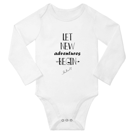 

Let New Adventures Begin Cute Baby Long Sleeve Romper Boy Girl Unisex (White 6-12M)