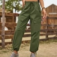 thumbnail image 2 of LLYwey Women Hiking Pants Spring and Summer Solid Pocket Bandage Elastic Waist Fashion Casual Full Length Pants Female Business Casual Pants Long Pant Style H1535 Green-1 S, 2 of 7