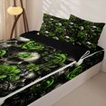 thumbnail image 3 of Homewish Hipple Sugar Skull Zipper Twin Comforter Sets with Fitted Sheet and 2 Pillowcases,Green Rose Floral Zipper Bedding Set,Happy Halloween Bed Set,Black Reversible,4pcs, 3 of 8