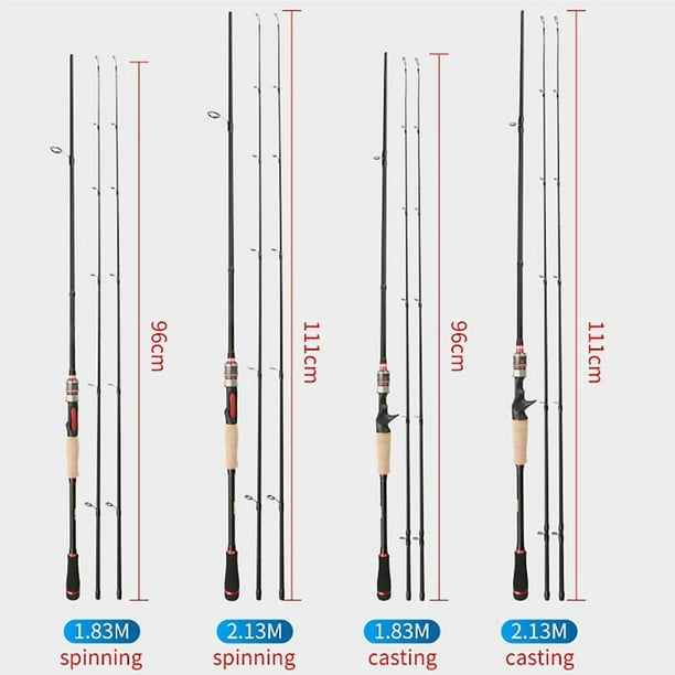 Carbon Fishing Rod M + ML Spinning Fishing 2 Tips Spinning Fishing Rod  Casting Rod Fishing Tackle (Straight Handle 1.8m) 