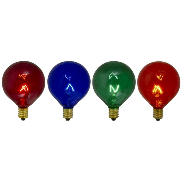 Northlight Pack de 4 Ampoules de Remplacement de Noël Transparentes Multicolores G50 Globe