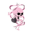 thumbnail image 2 of Camiseta rosa de moda con estampado de calavera para mujer. Cuello redondo informal, manga corta, algodón elástico, lavable a máquina. Perfecta para verano, ropa informal y para el tiempo libre., 2 of 6