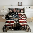 thumbnail image 2 of Manfei American Flag Print Full Size Comforter Sets,Jungle Wildlife Elk Bedding Comforter Set,Red Blue Brown Bedding Sets For Girls Boys,Luxury Bedroom Decor Reversible,3-Piece, 2 of 8