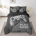 thumbnail image 2 of Feelyou Gaming Controller Kids Bedding Comforter Set 7 Pieces, Grey Abstract Full Bedding Set, Cartoon Video Game Lover Reversible Fitted Sheet Flat Sheet, Microfiber Bedroom Decor, 2 of 7
