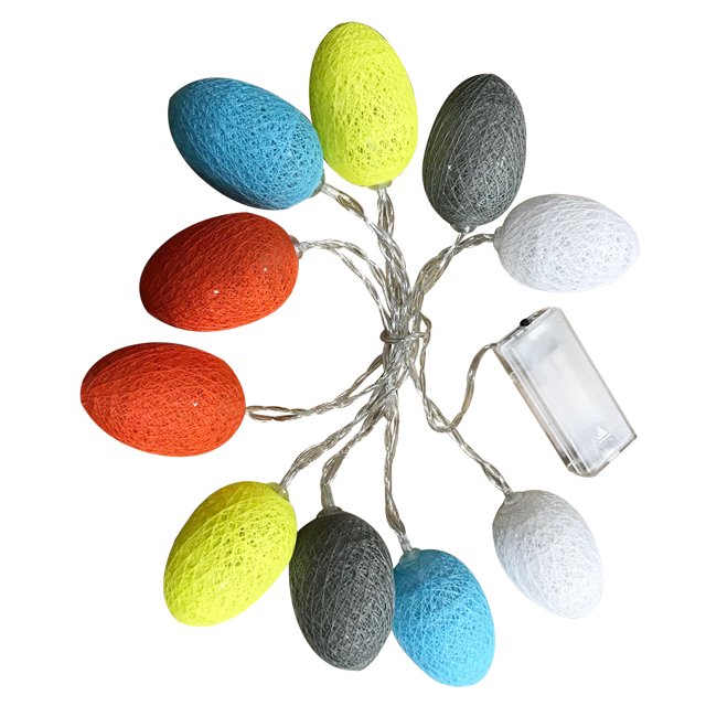 Easter Decoration Lights Colorful Egg Easter Lights String Battery-operated 5.9ft 10 LEDs Lights Decorations for Easter Show Patio Fence Deck Balcony Camping