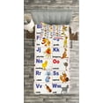 thumbnail image 3 of Ambesonne Cartoon Quilted Bedspread Set 2 Pcs, Animal Theme Letter Design, Twin Size, Multicolor, 3 of 3