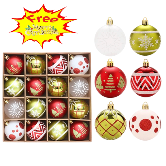 Fwttom 16Pcs Christmas Balls Ornaments for Xmas Tree - Champagne Gold Christmas Shatterproof Ball, Christmas Decorations for Holiday, Wedding, Party, 60mm/2.36" (Free Pendant)