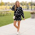 thumbnail image 5 of Womens Polka Dot 2 Piece Outfits Casual Oversized Long Sleeve Sweatshirts Shorts Set Tracksuits Sweatsuits S, 5 of 7