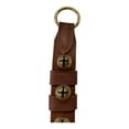 thumbnail image 2 of Taupe 15 Solid Brass Bells Natural Leather Sleigh Bell Door Hanger Made in USA, 2 of 6