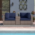 thumbnail image 3 of Living Source International 3-Piece Wicker and  Patio Set in Gray/Blue, 3 of 5