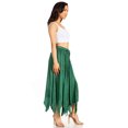 thumbnail image 4 of Sakkas Emery Womens Vintage Retro Maxi Rayon Embroidered Zigzag Hem Flowy Skirt - Green - L/XL, 4 of 5