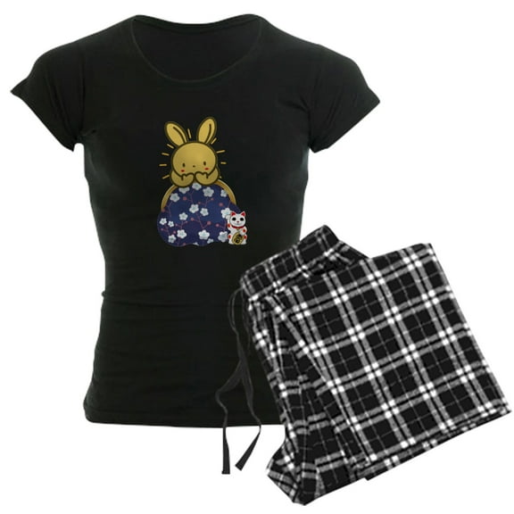CafePress - Japanese Style Rabbit With Purse Pajamas - Women's Short Sleeve Print T-Shirt and Pants Dark Cotton Pajama Set