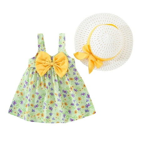 

Toddler Girls Dress Sleeveless Floral Skirt Bow Cute Sweet Suspender Dress Dress with Hat Face Print Dress Dress Girls Christmas Baby Dress Sleeveless Party Dress Toddler Girl Clothes Lace Baby Dress