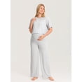 thumbnail image 2 of Delimira Modal Cotton Maternity Lounge Pants 28.5" Maternity Summer Wide Leg Pants, 2 of 3