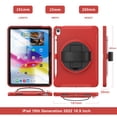 thumbnail image 2 of Kids Friendly Rugged Case for iPad 10th Gen 10.9 Inch 2022, Built-in 360° Rotatable Stand-Hand/Pencil Holder Heavy Duty Protection Cover for iPad 10th Generation, Red, 2 of 10