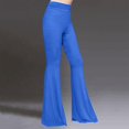 thumbnail image 4 of Jxximdong Leggings for Women Retro Hippie High Waisted Wide Leg With Pockets Long Flare Pants High Waisted Yoga Pants Blue L Yoga Pants, 4 of 7