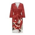 thumbnail image 3 of Yuyamidu Santa Robes for Women Plus Size XL Sexy Long Sleeves Bathrobe Sleepwear Music Note Kimono Dress Women's Robe Lightweight Long Nightgown Christmas Dressing Gown Robe, Red, 3 of 7