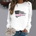 thumbnail image 2 of Jinhomg Breast Cancer Support Shirts for Women Inspirational Pink Ribbon Sweatshirt Casual Loose Long Sleeve Holiday Pullovers Summer Saving White XXL, 2 of 5