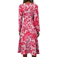 thumbnail image 4 of Womens Fall Spring Long Sleeve Midi Dress Floral Long Sleeve V Neck Dresses Long Loose Casual Floral Dresses, 4 of 5