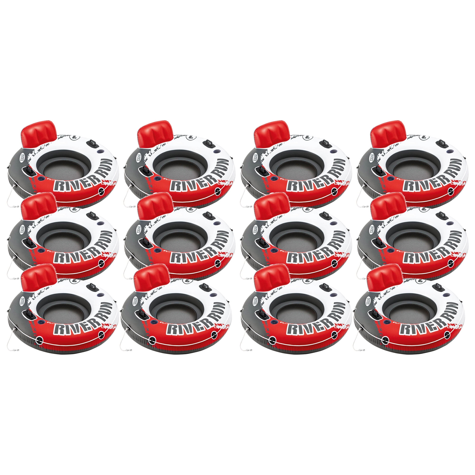 Intex River Run 1 53" Inflatable Floating Water Tube Lake Raft, Red (12 Pack)