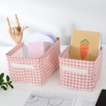 thumbnail image 4 of CAROOTU Storage Box Storage Basket Pink Lattice Storage Basket Sundries Sorting Basket Portable and Easy to, 4 of 7