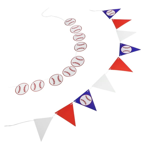 GOOHOCHY 2pcs Baseball Bunting Baseball Paper Garland Pennant Bunting Flag Sports Club Party Banner Decorations Birthday Party Supplies
