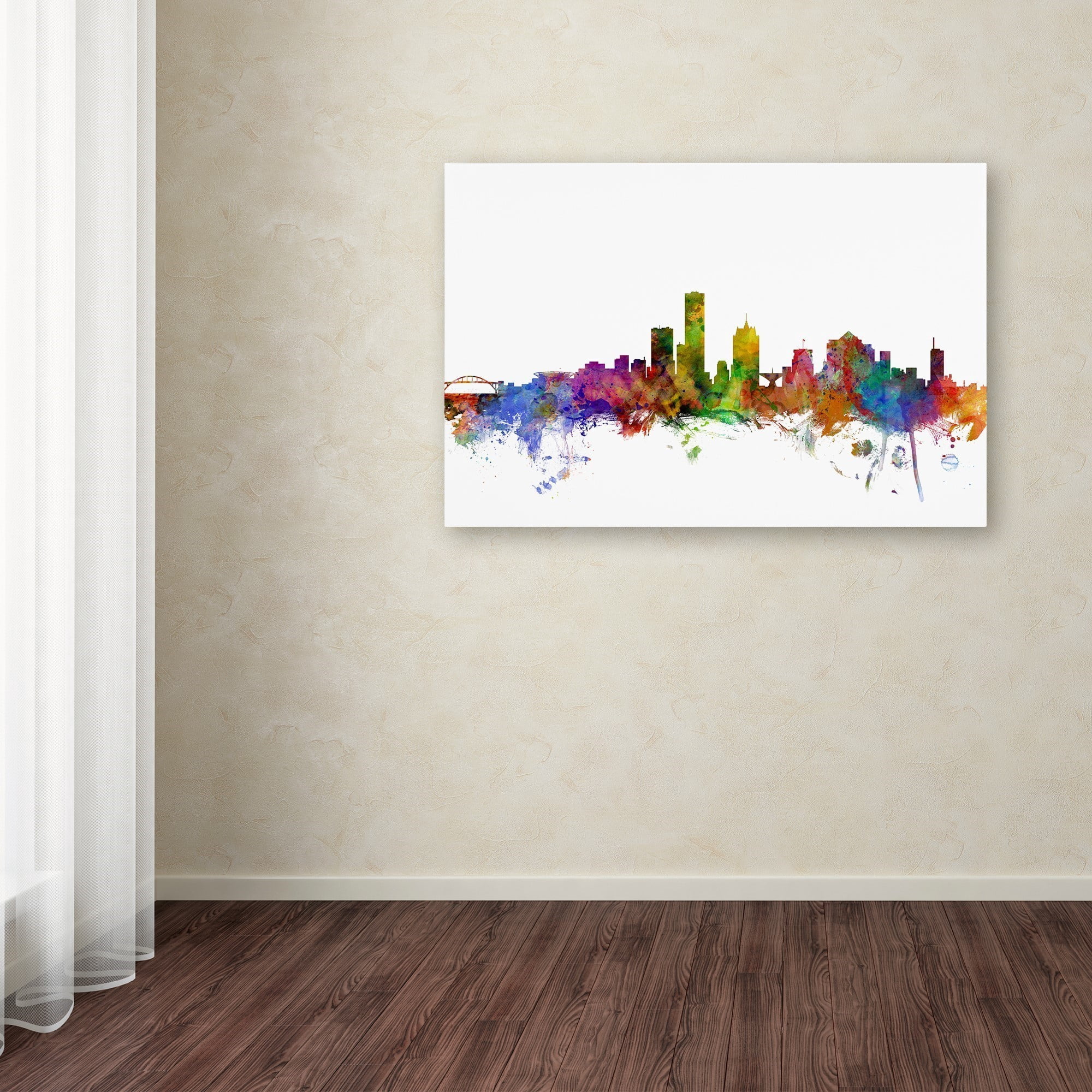 Trademark Fine Art "Milwaukee Wisconsin Skyline" Canvas Art by Michael Tompsett