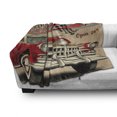thumbnail image 3 of Cars Soft Flannel Fleece Throw Blanket, Tires Shop and Service Route 66 Emblem Advertisement Retro Style Poster Print, Cozy Plush for Indoor and Outdoor Use, 70" x 90", Red Grey Sepia, by Ambesonne, 3 of 6